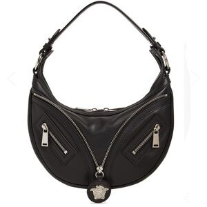 Versace Black Leather Hobo Bag